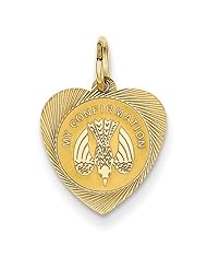14k Yellow Gold My Confirmation Heart Disc Charm