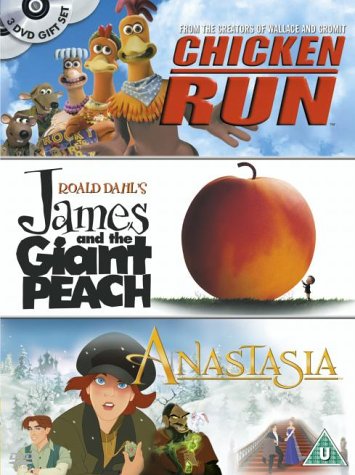 Childrens Toyshop  DVD : Chicken Run / James And The Giant Peach / Anastasia [1996]