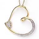 14KYG Diamond Heart Pendant With 16 inch Chain