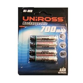 UniRoss 4 x AAA Ni-Mh 700 mAh Rechargeable Batteries