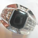 14K White Gold Man's Onyx and Diamond Ring
