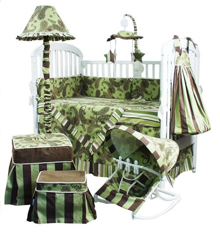 Kitchen: 4 Piece Crib Bedding Set  Cocoa Green 