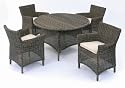 Malibu 1.2m Rattan Wicker Set Brown Garden Patio Furniture Table Chair