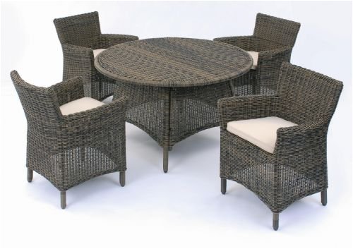 Malibu 1.2m Rattan Wicker Set Brown Garden Patio Furniture Table Chair