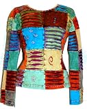 #213 Agan Traders Rib Cotton Razor Patch Work Tie Dye Yoga T-Shirt Blouse