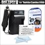 Battery And Charger Kit For Toshiba Camileo X100 H30 Full-HD Camcorder Includes Extended (1850Mah) Replacement PX1657 Battery + Ac/Dc Travel Charger + LCD Screen Protectors + MicroFiber Cleaning Cloth