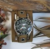 The Aztec 2  Wide Aged Brown Leather Watchband...