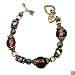 Bracelet - B34 - Handmade Murano Glass & Fire-Polished Beads - Toggle Closure ~ Amethyst & Black Stripe