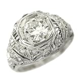 Antique Platinum Diamond Filigree Engagement Ring, circa 1930s