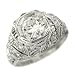 Antique Platinum Diamond Filigree Engagement Ring, circa 1930s