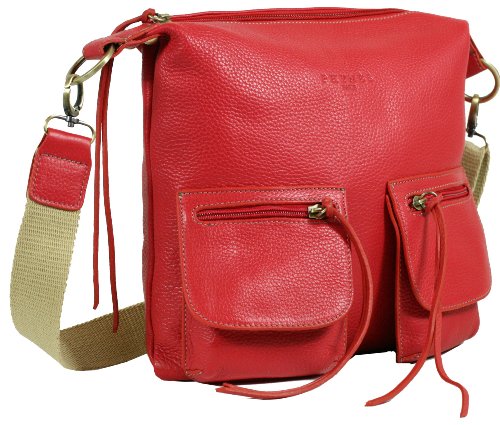 Phyn&egrave;s Paris Umh&auml;ngetasche / Messenger handschuhweiches Nappaleder in Rot