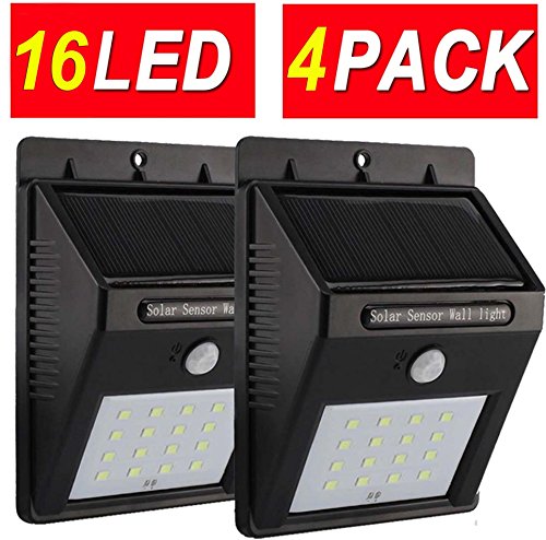 Pack of 4 ,16LED Super Bright Upgraded Sogrand Solar Motion Sensor Light Solar Sensor Light Solar Lights Outdoor Metal Detector