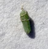Silver Wire Wrapped Green Quartz Crystal Point Pendant