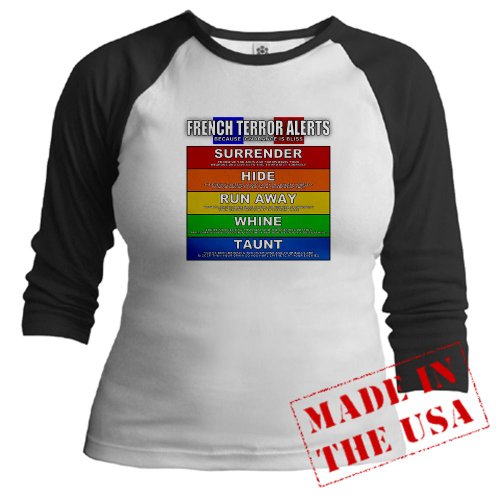 French Terror Alerts Jr. Raglan by CafePress - L Black/White