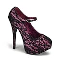 TEEZE-07L, Satin Plateau Pumps Netzoptik Lila