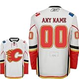 ANYNAME #00 Calgary Flames Reebok EDGE Authentic Away NHL Hockey Jersey (NHLPA Certified Custom Sewn Authentic Twill)