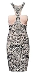 General Print Elastane/Polyester Sleeveless Cutout Bandeau Neck Bandage Dress/Midi Dress 