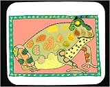 Decorated Mouse Pad with frog, pattern, green, sitting, amphibian
