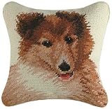 Rough Collie Puppy Dog Needlepoint 8 Throw Pillow