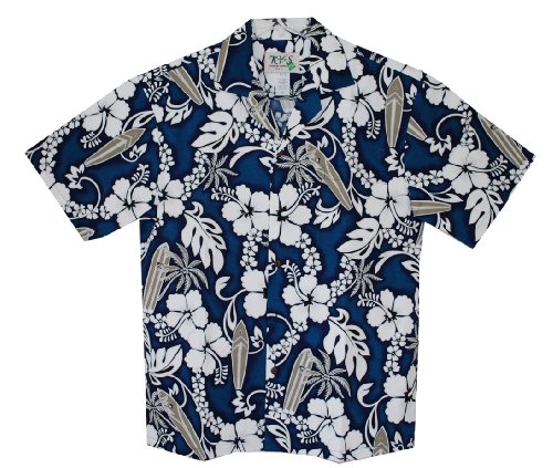 HAWAIIAN MEN'S FLORAL SURFBOARD ALOHA SHIRT