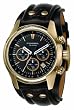 Fossil Mens Watch CH2615 with Black Dial, Gold IP Case and Black Leather Cuff Strap