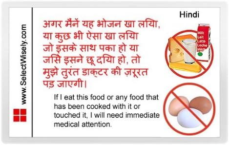 Milk and Egg Allergy Translation Card - Translated in Korean or any of 67 languages