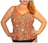 It Figures Women's Plus Swimsuit  Pop Paisley V-Neck Top