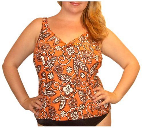 It Figures Women's Plus Swimsuit  Pop Paisley V-Neck Top