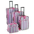 Rockland 4-pc. Luggage Set - Pink Stripe