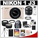 Nikon 1 J3 Digital Camera Body with 10-30mm VR Lens (Beige) with 30-110mm Lens + 32GB Card + Battery + Backpack + Tripod + Telephoto & Wide-Angle Lenses + Accessory Kit