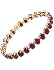 14K Yellow Gold 0.96 CTW Color I-K I1-I2 Diamond and 26.76 CTW Ruby Women Bracelet. Length 7.5 in. Total Item weight 19.8 g.