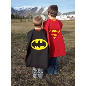 Reversible RED Superman Batman Superhero Cape Costume with Mask