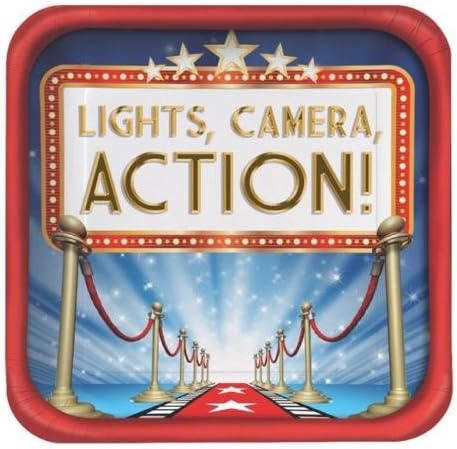 Creative Party Hollywood Lights Paper Party Dinner Plates (8 Pack)