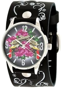 Vintage Ink #VI-W43 Men's Tattoo Inspired Wide Leather Strap Watch