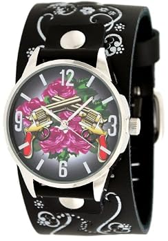 Vintage Ink #VI-W43 Men's Tattoo Inspired Wide Leather Strap Watch