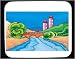Mouse Pad with buildings, tree, Mexico, hills, greenery, mountain, river, plants, towers, bridge
