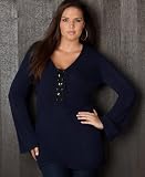 INC International Concepts Plus Size Top, Bell Sleeve Embellished Midnight Sky 3X