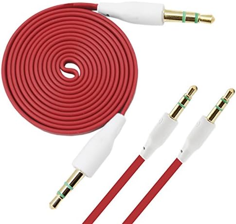 iTALKonline Gigabyte GSmart Aku A1 RED FLAT 3.5mm Gold Plated Jack to Jack Male AUX Auxiliary Stereo Jack Cable Lead Wire