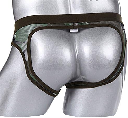 Threeseasons Sexy Men's Camouflage Backless Underwear Y-Front Briefs (L, Army Green)