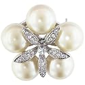 Vintage Faux Pearl Decorated Rhinestone Flower Brooches Pin