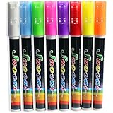 Sevencolor&reg; 8 Colors/ Pack Dry Erase Board Markers Fluorescent Highlighter Liquid Chalk Marker Pens, 3mm Reversible Tip (Bullet & Chisel Tip)