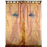 2 Amber Peacock Decorative Curtains Window Indian Decor by 