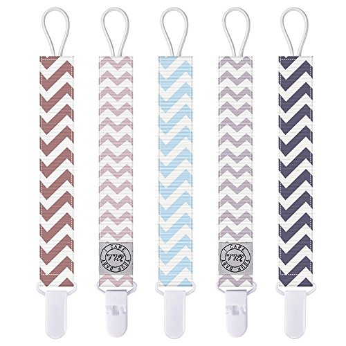 Blulu Baby Pacifier Clips Holders, 5 Piece