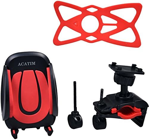 Acatim Universal Smartphone Bike Mount Holder for iPhone 6s /6 /5s /5c/5,Samsung Galaxy S5/S4/S3, Google Nexus 5/4, LG G3, HTC and GPS Device (Red)
