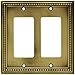 Brainerd 64769 Beaded Double Decorator Wall Plate / Switch Plate / Cover, Tumbled Antique Brass