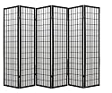 Asian Furniture - 6ft. Window Pane Japanese Shoji Privacy Screen Room Divider - 6 Panel Black