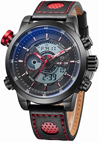 Jesusforyou ® Men WEIDE Digital LED Sport Watch Multifunction Alarm Quartz Wrist Watch + Free Gift As a Cross Necklace (Red)