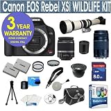 Canon Rebel XSi 12.2 MP Digital SLR Camera with Canon EF-S 18-55mm f/3.5-5.6 IS SLR Lens + Canon EF 75-300mm f/4-5.6 III Telephoto Zoom Lens + 650-1300mm Super Telephoto Lens+ T-Mount 2x Lens + .40 Super Wide Angle Figheye Lens + 8 Gig Memory Card + Camera Bag + Extra Battery + 50 Tripod with Case + Shoulder Strap + Screen Protectors + 5 PcMaintence Kit + Corel MediaOne Editing Software + 2 UV Filters + 1 CPL Filter + 3 Year Celltime Warranty Repair Package