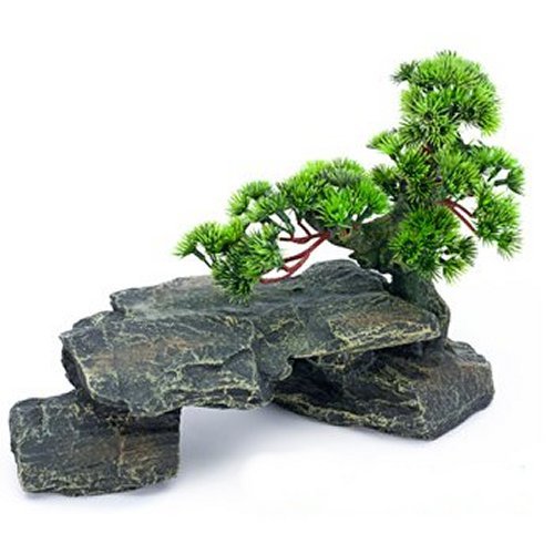 Pen-Plax Bonsai Tree on Rocks Style 1 Aquarium Decor
