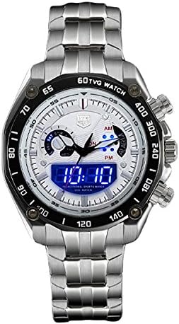 TVG Men's Multifunctional Sports Steel Quartz Military Army Stainless Steel Wrist Watches White
